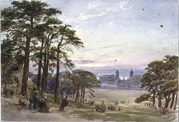Hospital de Greenwich desde el Observatorio, siglo XIX